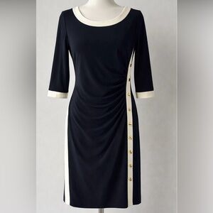 Lauren Ralph Lauren Navy Sheath Dress Size 14 NWT Gold Button Detail